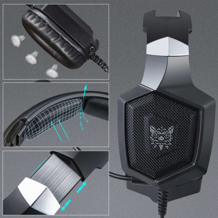 ONIKUMA K8 Over Ear Bass Stereo Surround Gaming Headphone with Microphone & LED Lights