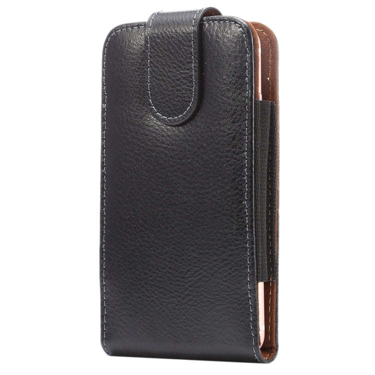 5.7 inch Litchi Texture Vertical Flip Upright Genuine Leather Case / Waist Bag with Rotatable Bac...