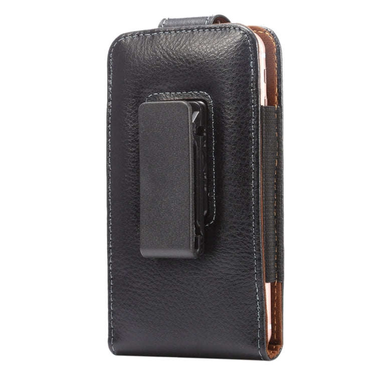 5.7 inch Litchi Texture Vertical Flip Upright Genuine Leather Case / Waist Bag with Rotatable Bac...