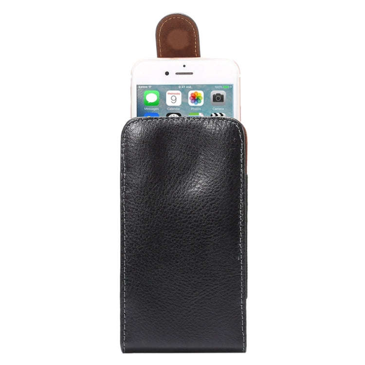 5.7 inch Litchi Texture Vertical Flip Upright Genuine Leather Case / Waist Bag with Rotatable Bac...