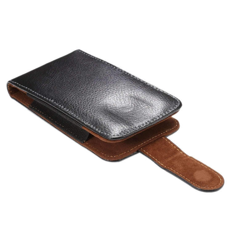 5.7 inch Litchi Texture Vertical Flip Upright Genuine Leather Case / Waist Bag with Rotatable Bac...