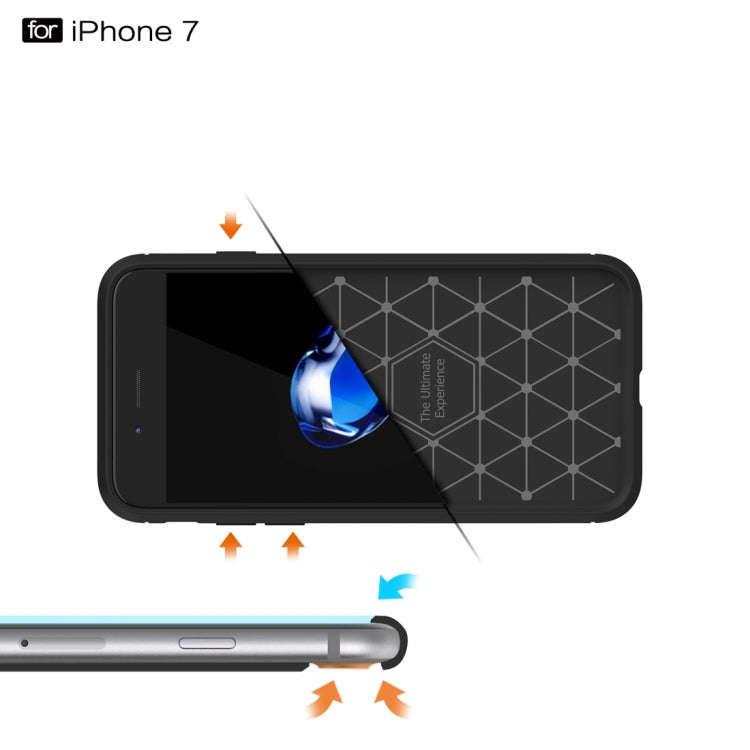 For  iPhone 8 & 7  Brushed Texture Fiber TPU Rugged Armor Protective Case, For iPhone 8 & 7