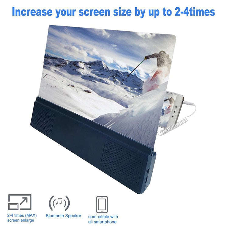 F5 12 inch Universal Mobile Phone Screen Amplifier HD Video Amplifier with Stand & Speaker, Charg...