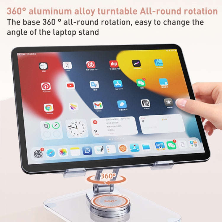 R-JUST T632 Acrylic 360 Degree Rotating Desktop Tablet Stand, T632 Tablet Stand (Transparent)