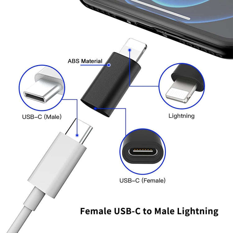 ENKAY Hat-Prince HC-6 Mini ABS USB-C / Type-C 3.1 to 8 Pin Port Connector Adapter(White), Black, ...