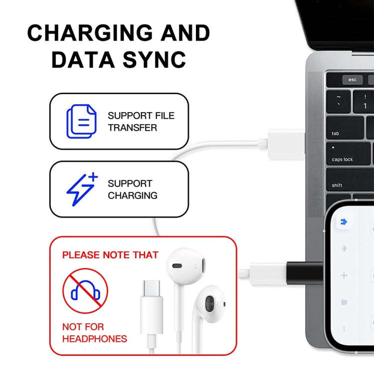 ENKAY Hat-Prince HC-6 Mini ABS USB-C / Type-C 3.1 to 8 Pin Port Connector Adapter(White), Black, ...