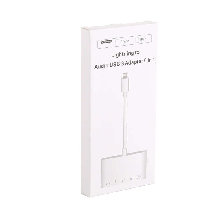 5 in 1  8 Pin to USB HUB And USB-C / Type-C And 3.5mm Earphone And SD And TF Card Reader