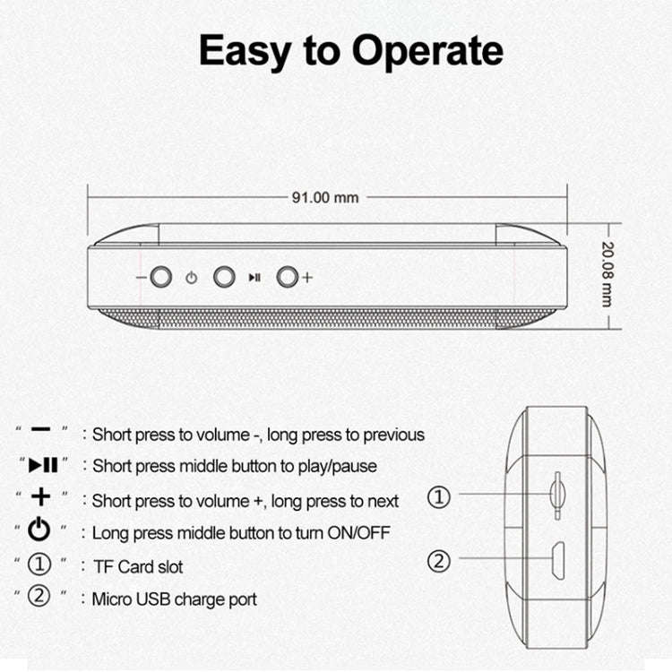 BT209 Outdoor Portable Ultra-thin Mini Wireless Bluetooth Speaker, Support TF Card & Hands-free C...