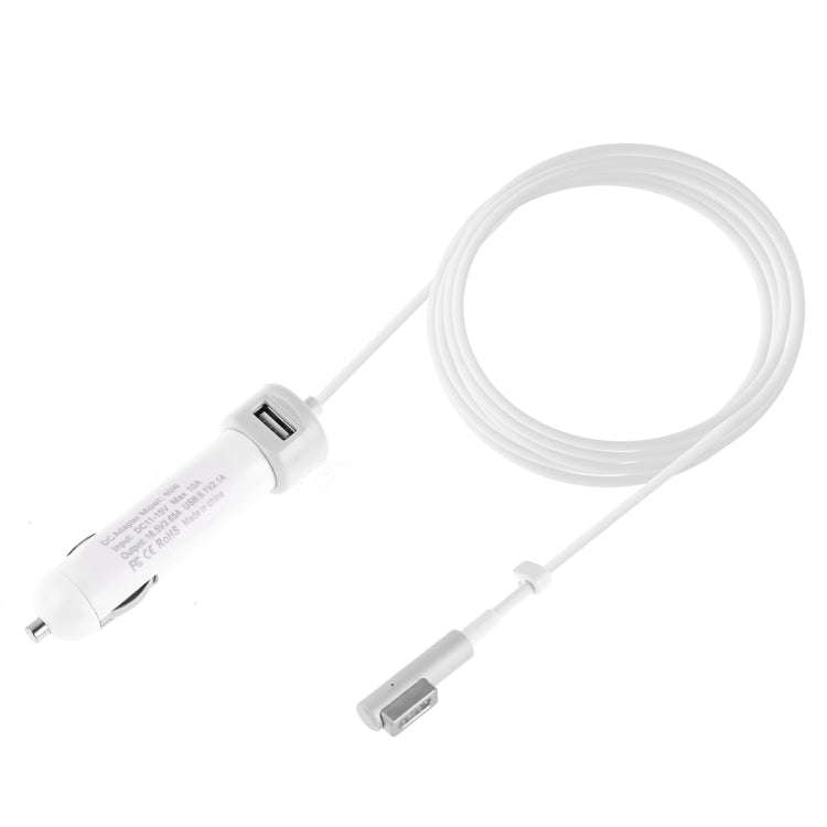 60W 5.1V 2.1A USB Interface Car Charger with 16.5V 3.65A L MagSafe Interface Data Cable, 16.5V 3....