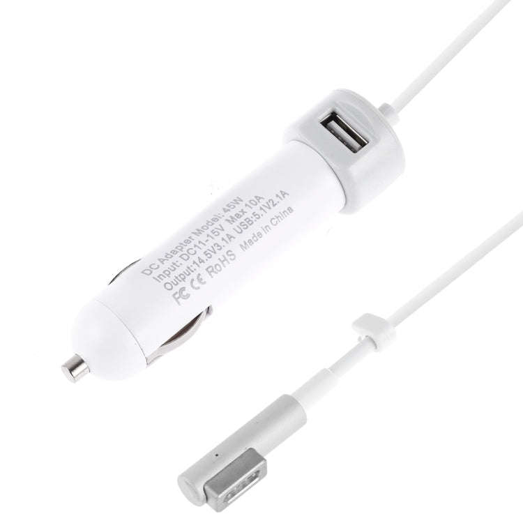 45W 5.1V 2.1A USB Interface Car Charger with 14.5V 3.1A L MagSafe Interface Data Cable, 14.5V 3.1...