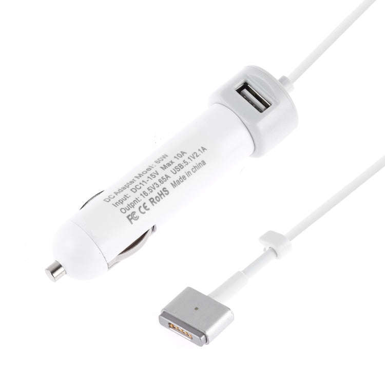 60W 5.1V 2.1A USB Interface Car Charger with 16.5V 3.65A T MagSafe 2 Interface Data Cable, 16.5V ...
