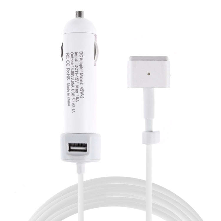45W-2 5.1V 2.1A USB Interface Car Charger with 14.85V 3.05A T MagSafe 2 Interface Data Cable, 14....