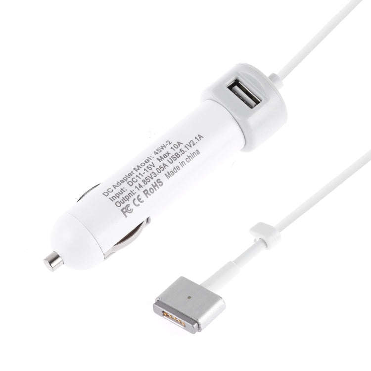45W-2 5.1V 2.1A USB Interface Car Charger with 14.85V 3.05A T MagSafe 2 Interface Data Cable, 14....