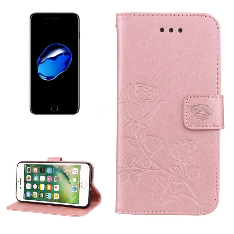 Fro iPhone 8 Plus & 7 Plus   Roses Pressed Flowers Pattern Flip Leather Case with Holder & Card S...