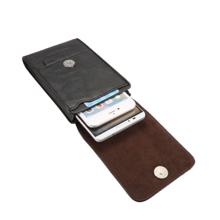 6.3 inch and Below Universal Crazy Horse Texture 3 Pouches Vertical Flip Leather Case with Belt H...