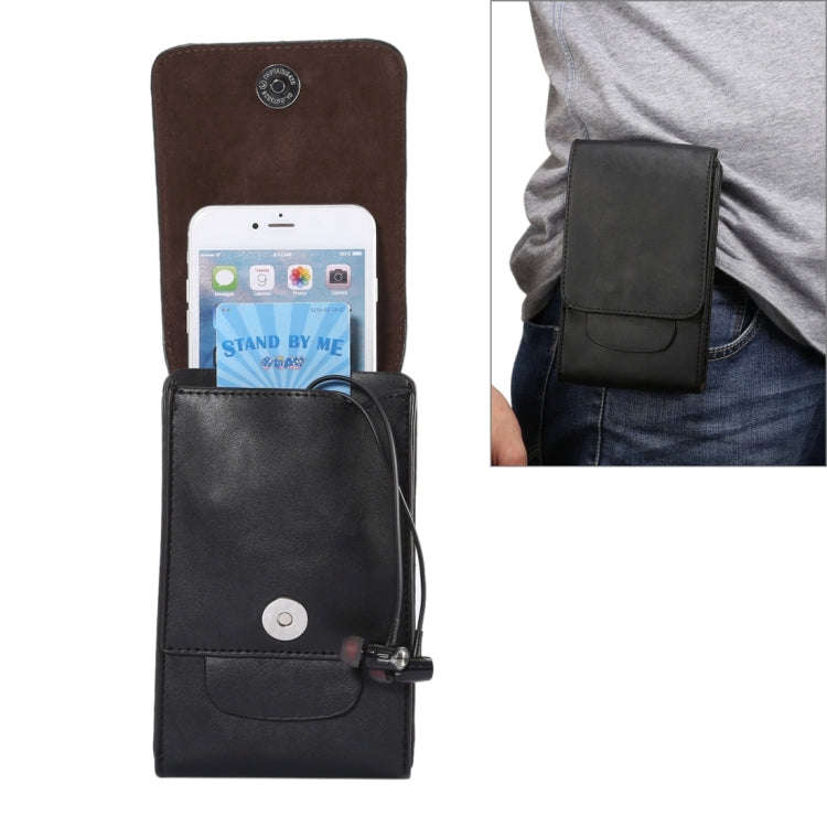 6.3 inch and Below Universal Crazy Horse Texture 3 Pouches Vertical Flip Leather Case with Belt H...