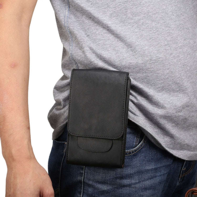 6.3 inch and Below Universal Crazy Horse Texture 3 Pouches Vertical Flip Leather Case with Belt H...