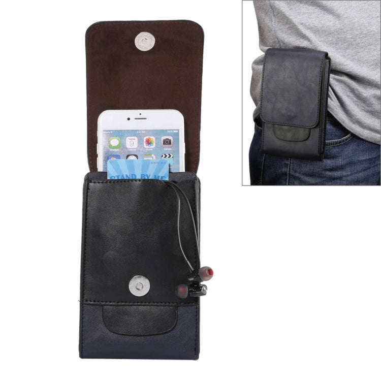6.3 inch and Below Universal Crazy Horse Texture 3 Pouches Vertical Flip Leather Case with Belt H...