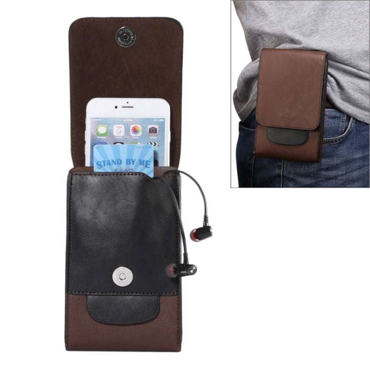 6.3 inch and Below Universal Crazy Horse Texture 3 Pouches Vertical Flip Leather Case with Belt H...