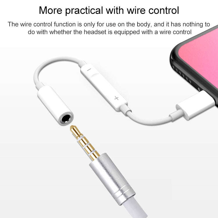 8 Pin Male to 3.5mm Female Headphone Jack Wire Control Bluetooth Audio Adapter, Support Music, Ca...
