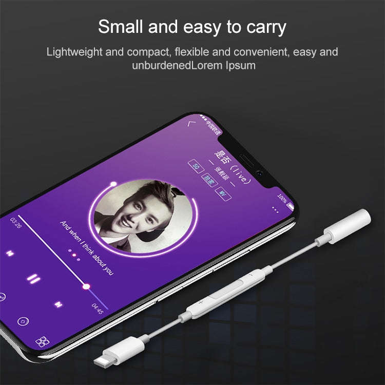 8 Pin Male to 3.5mm Female Headphone Jack Wire Control Bluetooth Audio Adapter, Support Music, Ca...