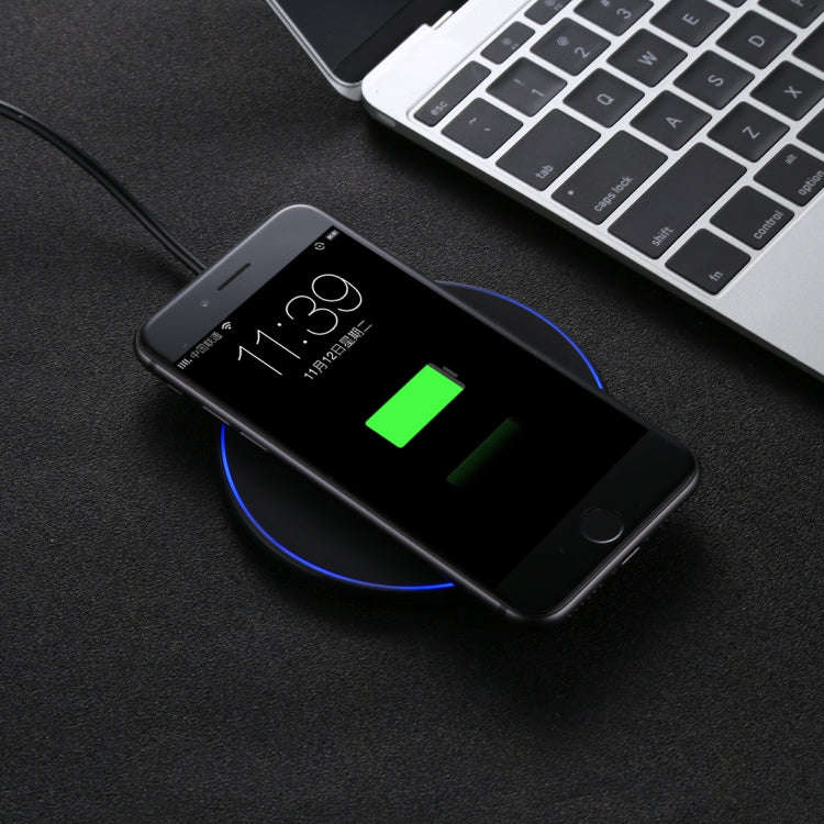 DC 9V 1.67A / 5V 1A Universal Round Shape Qi Standard Fast Wireless Charger with Indicator Light,...