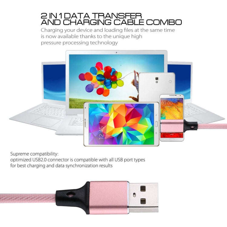 1m 2A USB to 8 Pin Nylon Weave Style Data Sync Charging Cable, 8 Pin Pink, 8 Pin Blue, 8 Pin Red,...