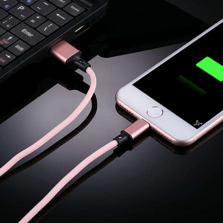 1m 2A USB to 8 Pin Nylon Weave Style Data Sync Charging Cable, 8 Pin Pink, 8 Pin Blue, 8 Pin Red,...