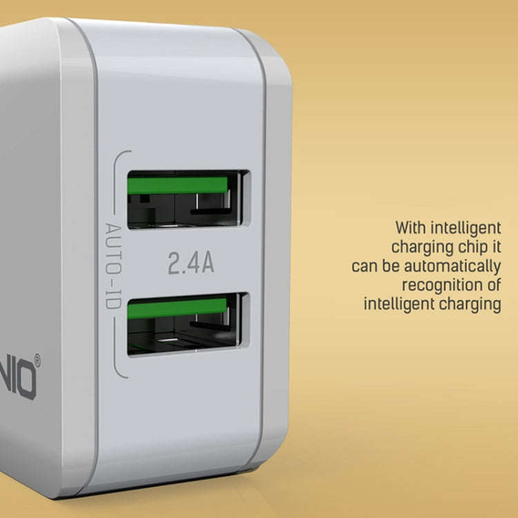 LDNIO A2201 2.4A Dual USB Charging Head Travel Direct Charge Mobile Phone Adapter Charger With 8 ...