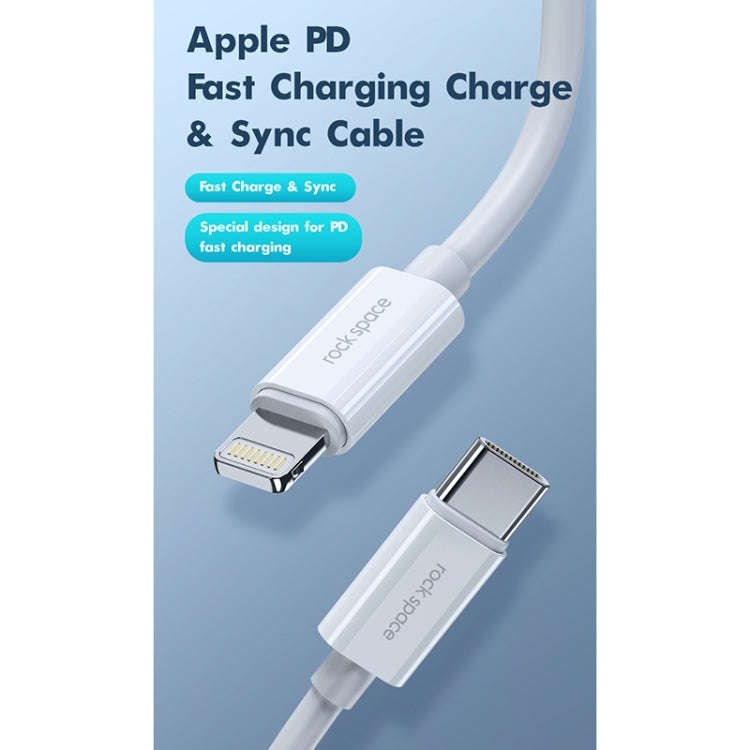 ROCK Space Z19 PD  20W 3A USB-C / Type-C to 8 Pin Fast Charging TPE Data Cable, Cable Length: 1m,...