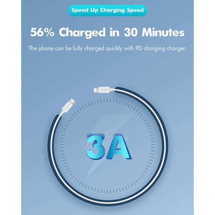 ROCK Space Z19 PD  20W 3A USB-C / Type-C to 8 Pin Fast Charging TPE Data Cable, Cable Length: 1m,...
