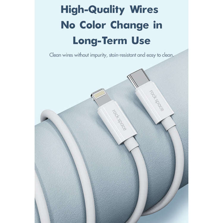 ROCK Space Z19 PD  20W 3A USB-C / Type-C to 8 Pin Fast Charging TPE Data Cable, Cable Length: 1m,...