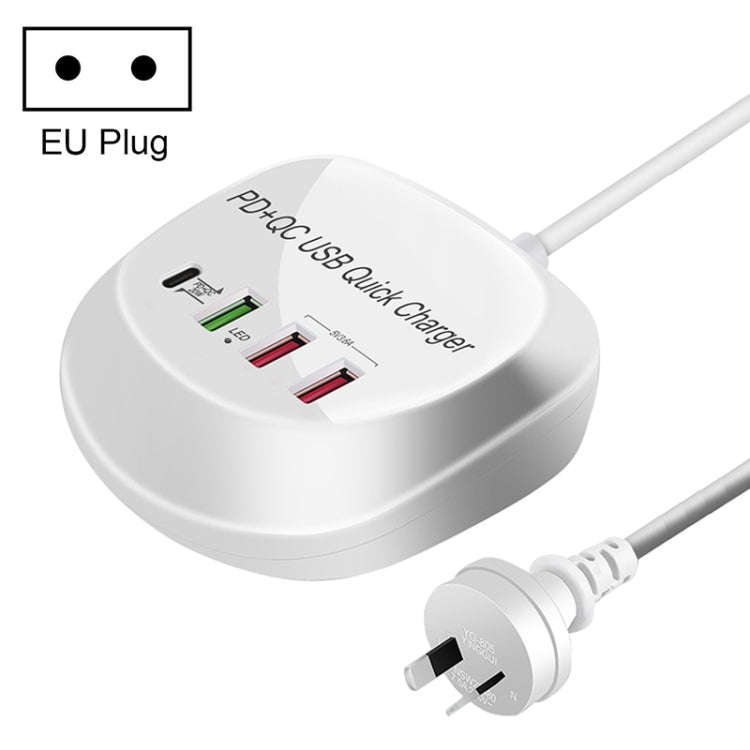 WLX-T3P 4 In 1 PD + QC Multi-function Smart Fast Charging USB Charger, WLX-T3P UK Plug, WLX-T3P U...