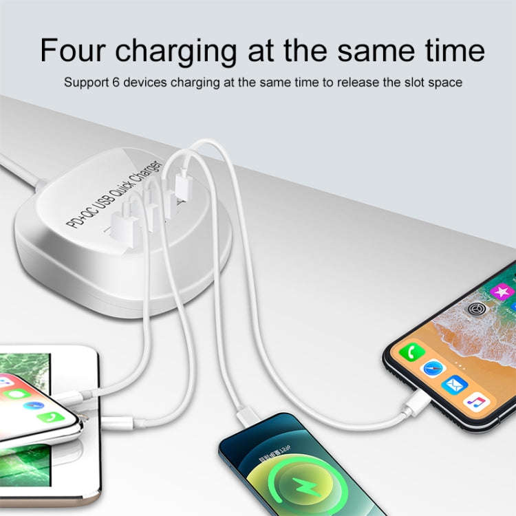 WLX-T3P 4 In 1 PD + QC Multi-function Smart Fast Charging USB Charger, WLX-T3P UK Plug, WLX-T3P U...