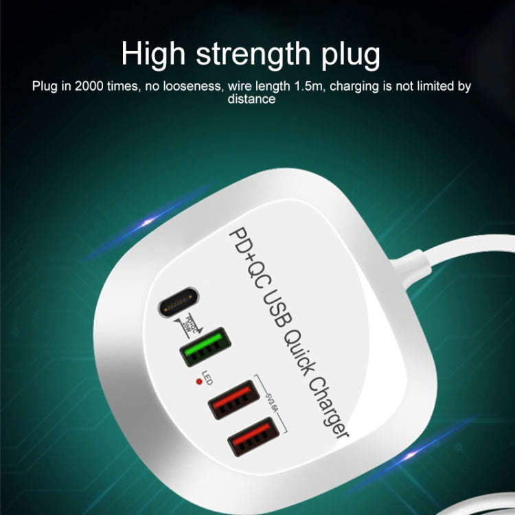 WLX-T3P 4 In 1 PD + QC Multi-function Smart Fast Charging USB Charger, WLX-T3P UK Plug, WLX-T3P U...
