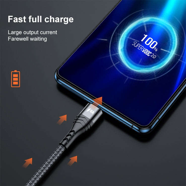 ADC-138 66W 3 in 1 USB to 8 Pin + Micro USB + USB-C / Type-C Fast Charging Braided Data Cable, Ca...