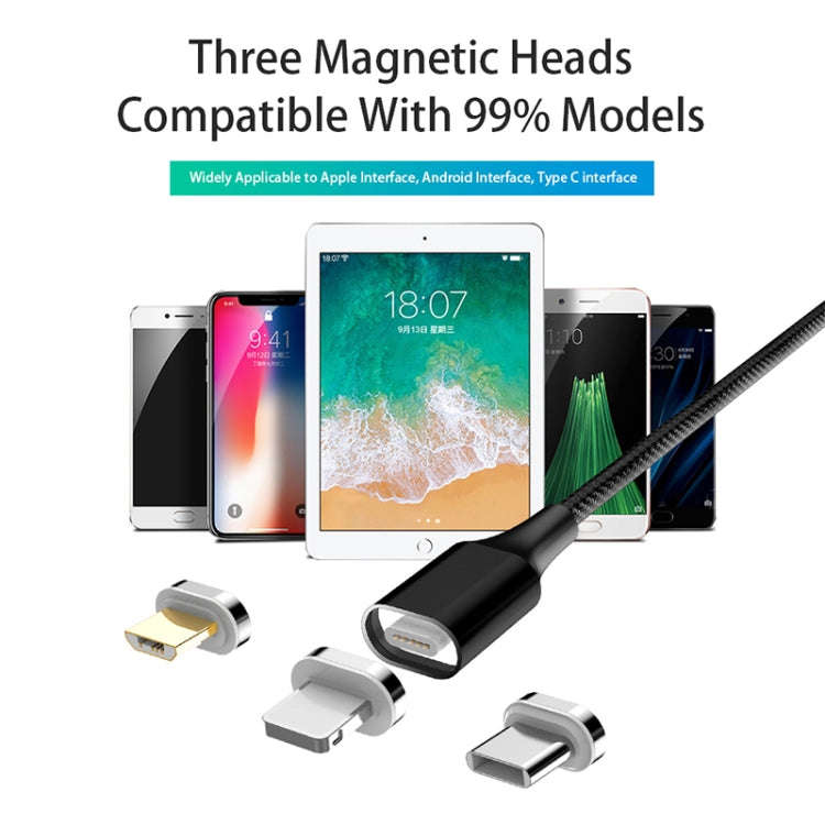 M11 3 in 1 3A USB to 8 Pin + Micro USB + USB-C / Type-C Nylon Braided Magnetic Data Cable, Cable ...