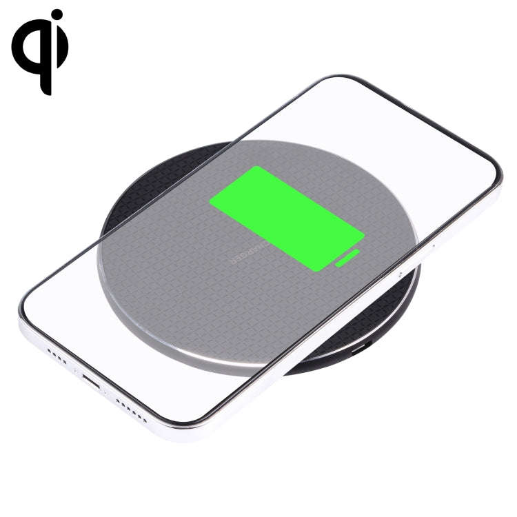 10W QI Plaid Pattern Round Metal Wireless Charger, 10W Metal