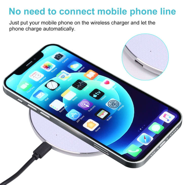 10W QI Plaid Pattern Round Metal Wireless Charger, 10W Metal