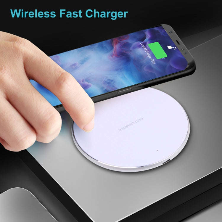 10W QI Plaid Pattern Round Metal Wireless Charger, 10W Metal