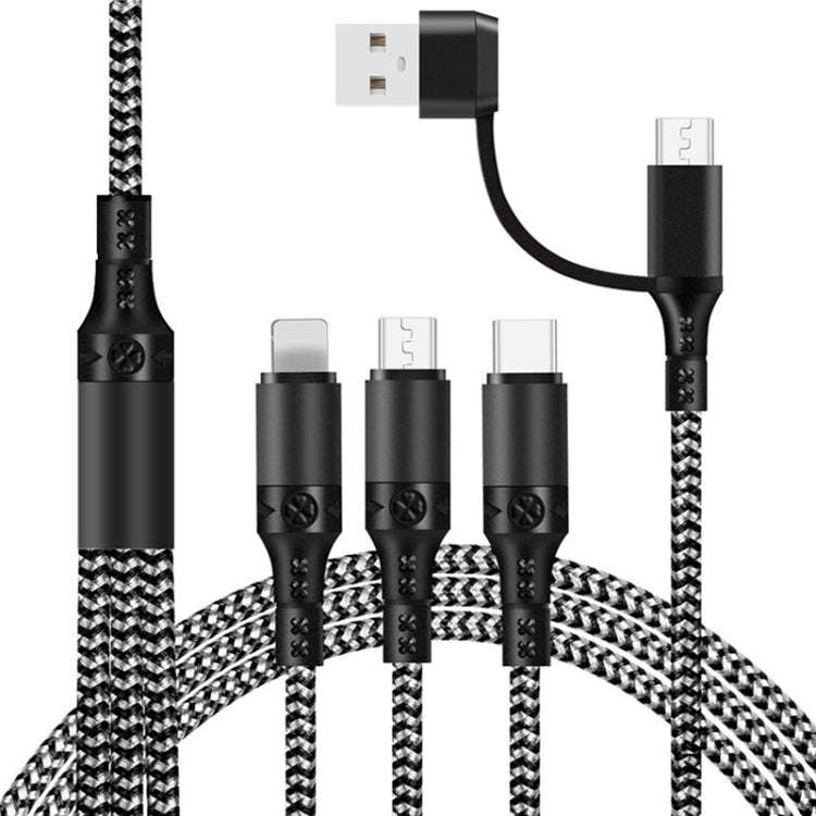 5 in 1 3A USB + USB-C / Type-C to 8 Pin + Micro USB + USB-C / Type-C Interface Two-color Braided ...