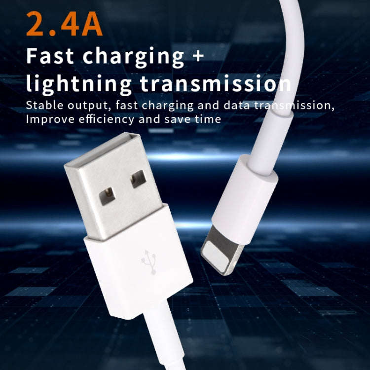 IVON CA19 2.4A USB to 8 Pin Fast Charge Data Cable for iPhone, iPad, Length: 1m