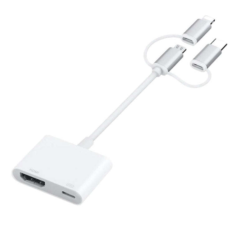A18 Pro 3 in 1 8 Pin + Type-C + Micro USB to HDMI + 8 Pin Digital AV Adapter