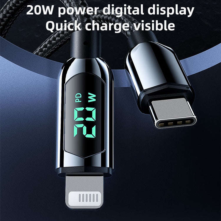 Mutural Li-CC001 1.2m PD20W Digital Display USB-C / Type-C to 8 Pin Charging Data Cable, Type-C t...