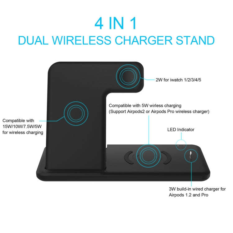 Q20 4 In 1 Wireless Charger Charging Holder Stand Station For iPhone / Apple Watch / AirPods, Sup...