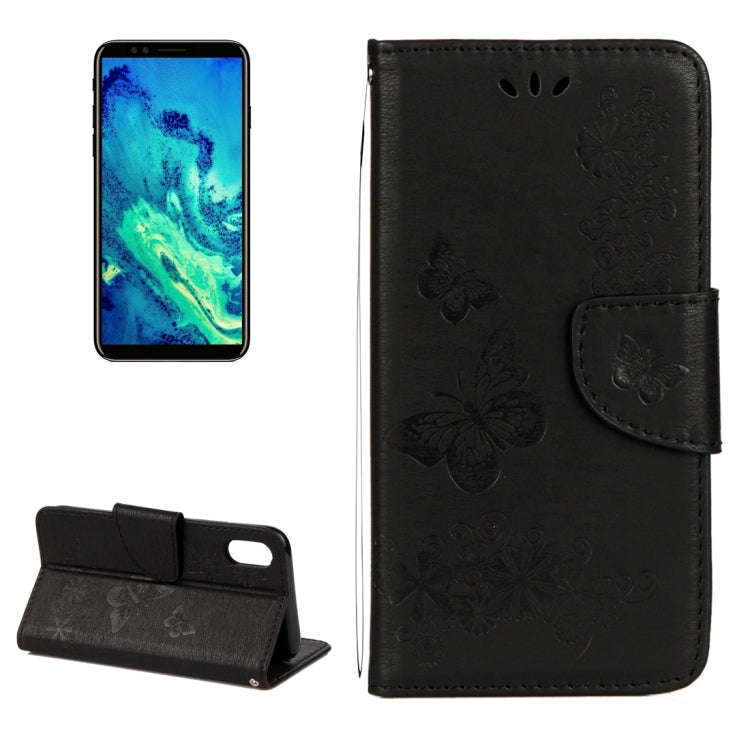 For iPhone X / XS Pressed Flowers Butterfly Pattern Horizontal Flip Leather Case with Holder & Ca...