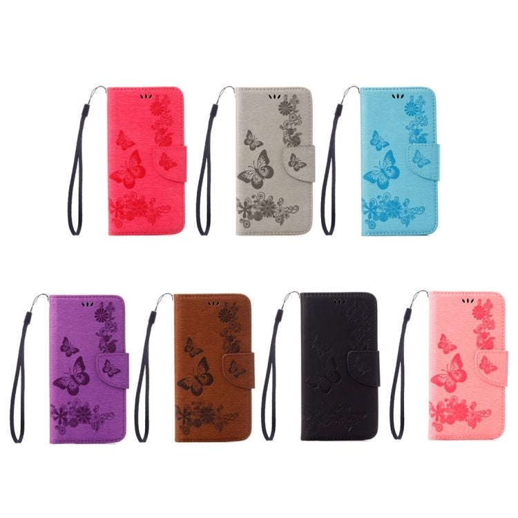 For iPhone X / XS Pressed Flowers Butterfly Pattern Horizontal Flip Leather Case with Holder & Ca...