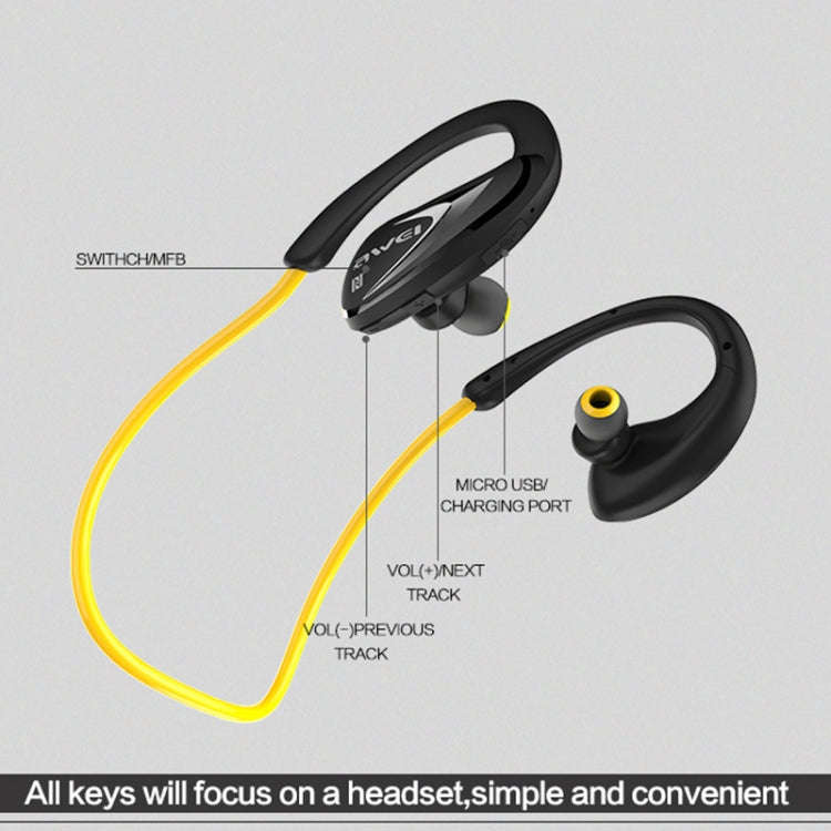 AWEI A880BL Waterproof Sports Bluetooth CSR4.1 Earphone Wireless Stereo Headset With NFC Function...