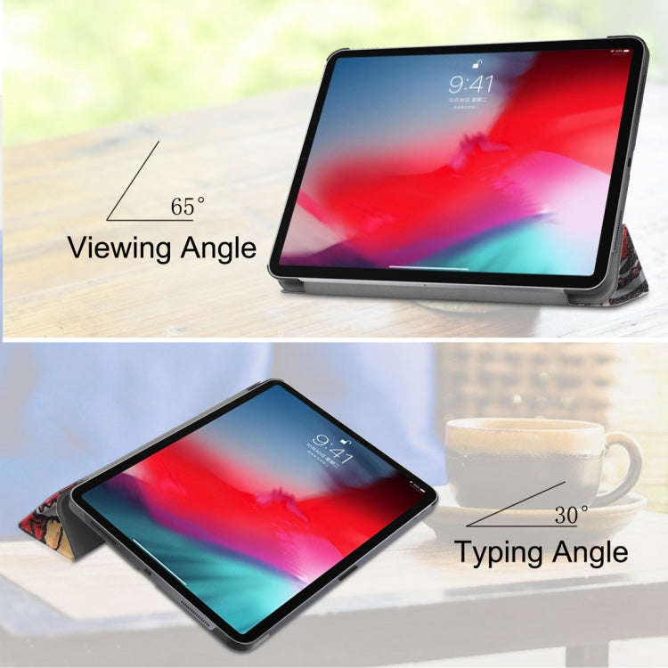 Horizontal Flip Graffiti Pattern Colored Painted Leather Case for iPad Pro 11 inch (2018), with T...