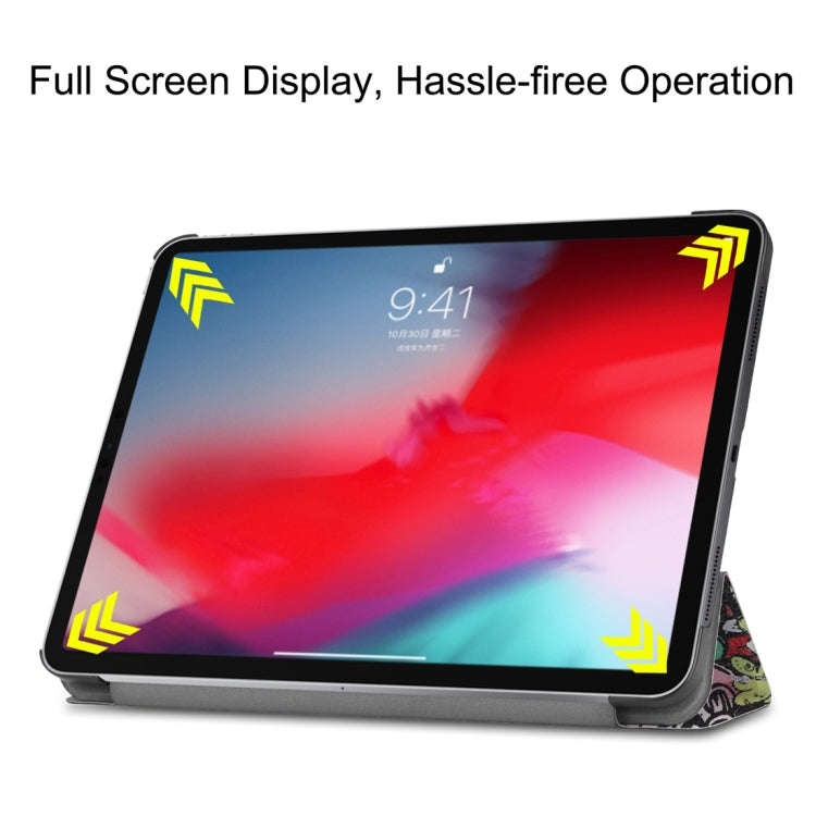 Horizontal Flip Graffiti Pattern Colored Painted Leather Case for iPad Pro 11 inch (2018), with T...